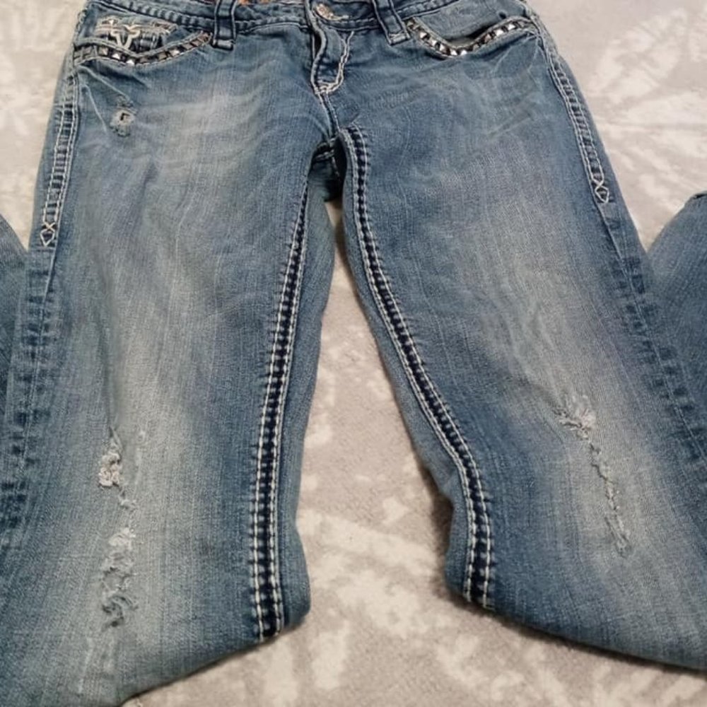SOLD Rock Revival Liberty Studded Distressed Jeans 28 - Picture 5 of 5